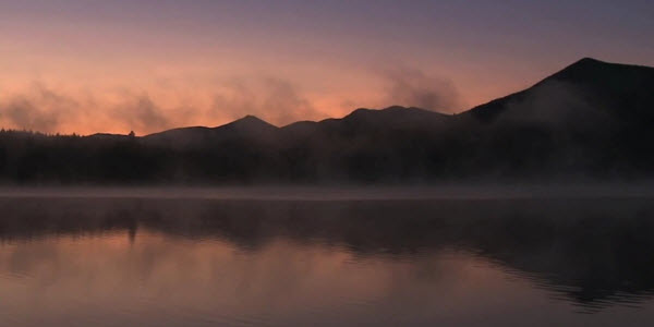 A foggy lake in the morning 