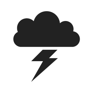 A graphic icon of a cloud with a lightning bolt