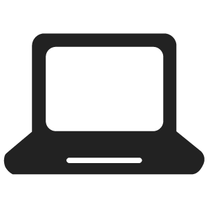 A black and white graphic of a laptop