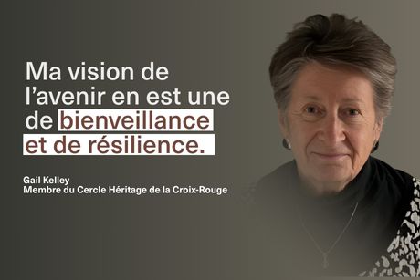 Photo de Gail Kelley avec texte superposé : "Ma vision de l'avenir en est une de bienveillance et de résilience."