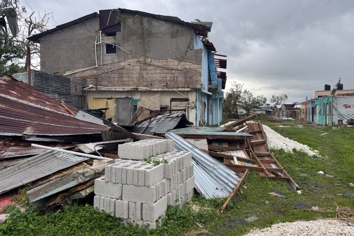 Debris from a building impacted by Hurricane Melissa.