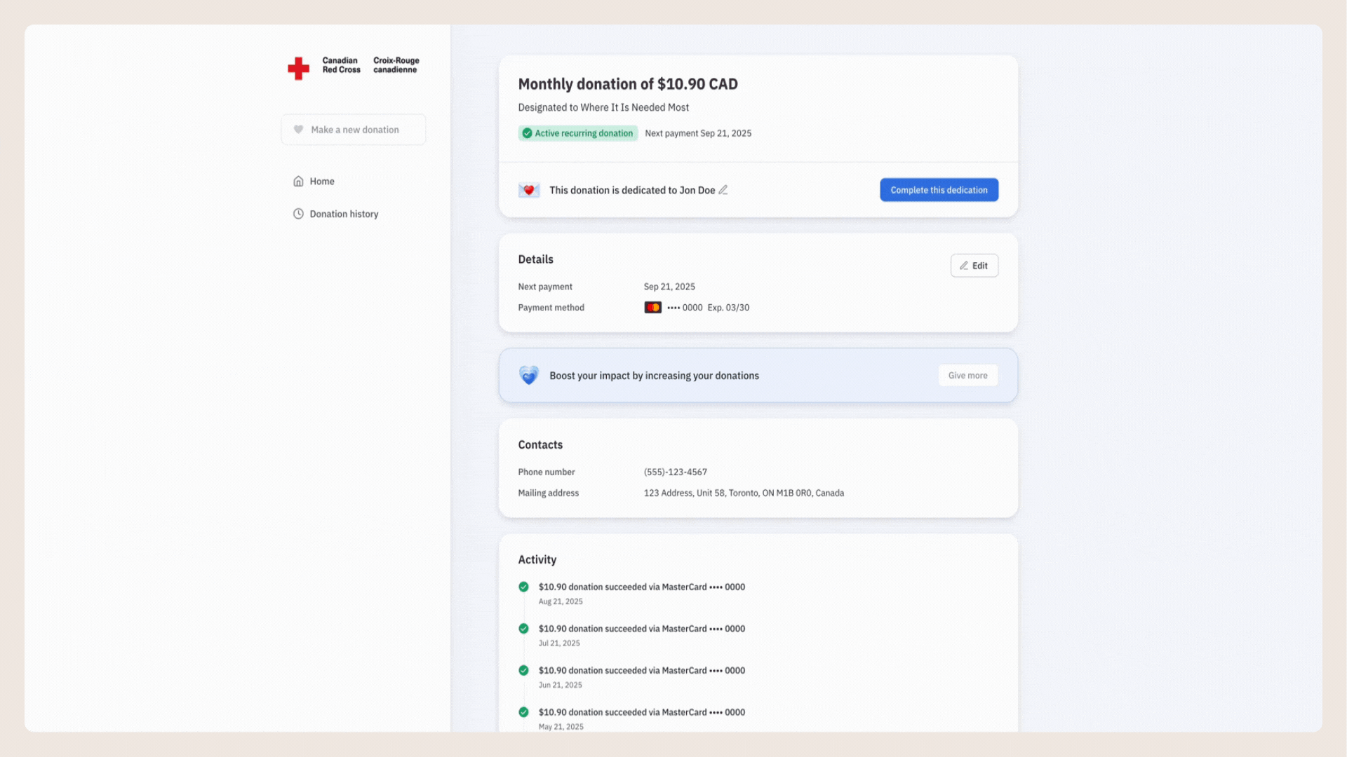 An animated image showing how to edit payment details.