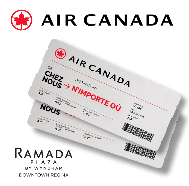 Deux cartes d’embarquement d’Air Canada indiquant « de la maison » comme point de départ et « n’importe où » comme destination