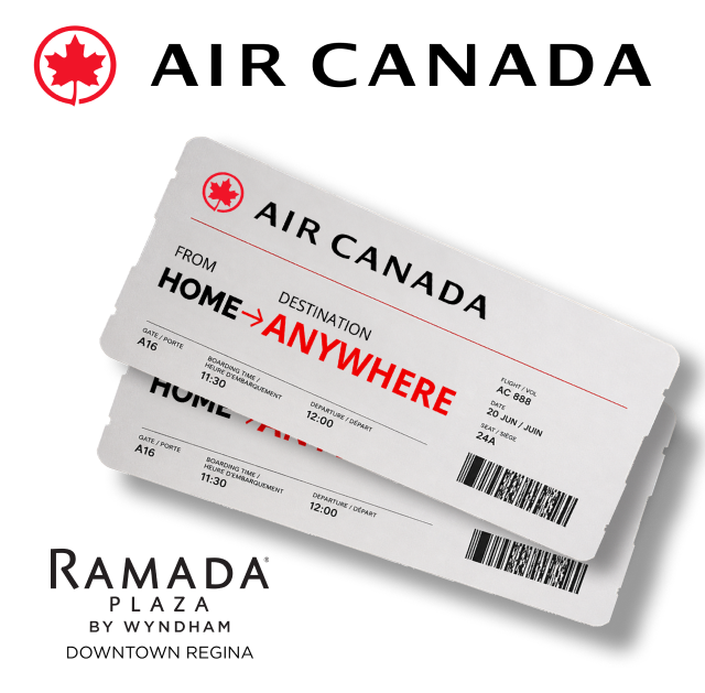 2 Air Canada boarding pass tickets that say from home, destination anywhere