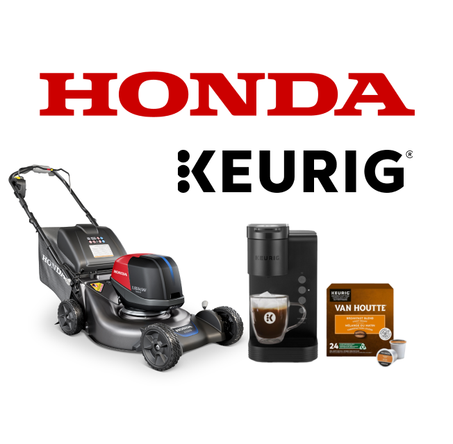 Honda electric lawn mower / Keurig coffee machine and prize package