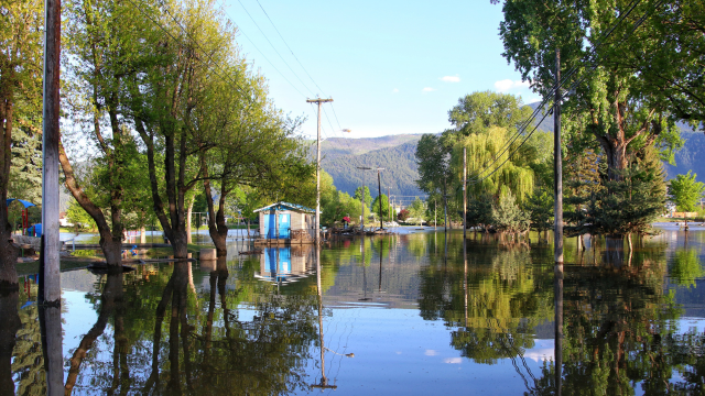 Flooded neighborhood in British Columbia