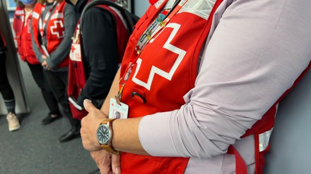 Canadian Red Cross personnel at a reception centre in Newfoundland.