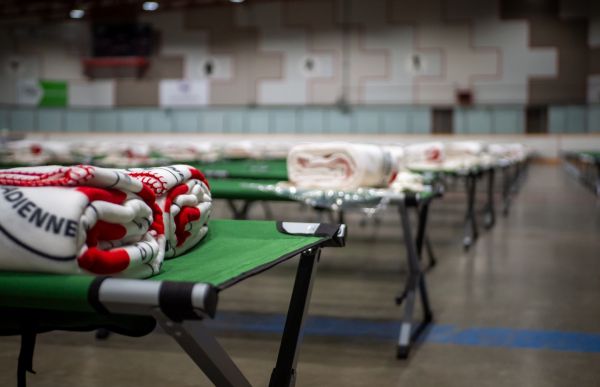 A Canadian Red Cross shelter set up at the Cosmo Civic Centre in Saskatoon.