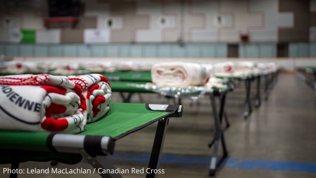 A Canadian Red Cross shelter set up at the Cosmo Civic Centre in Saskatoon.