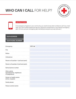 Emergency Preparedness Contact list and Coloring Sheet