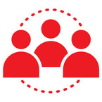 Connectivity network team icon in red.