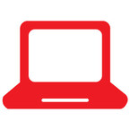 Laptop icon in red.