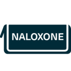 Naloxone kit icon in blue.