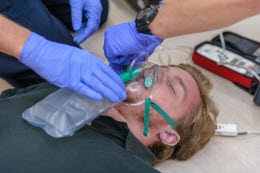 Man receives oxygen