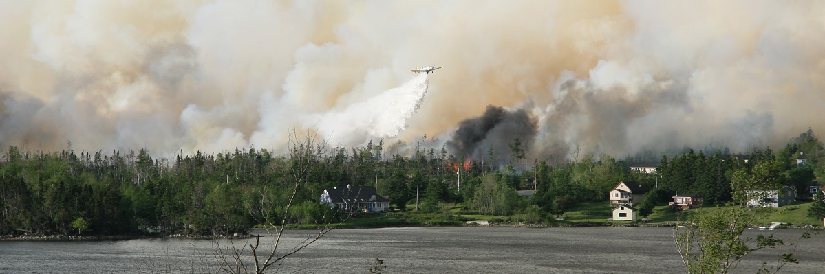 Un grand feu de forêt dans une communauté fortement boisée