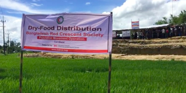 Red Cross distribution point in Bangladesh